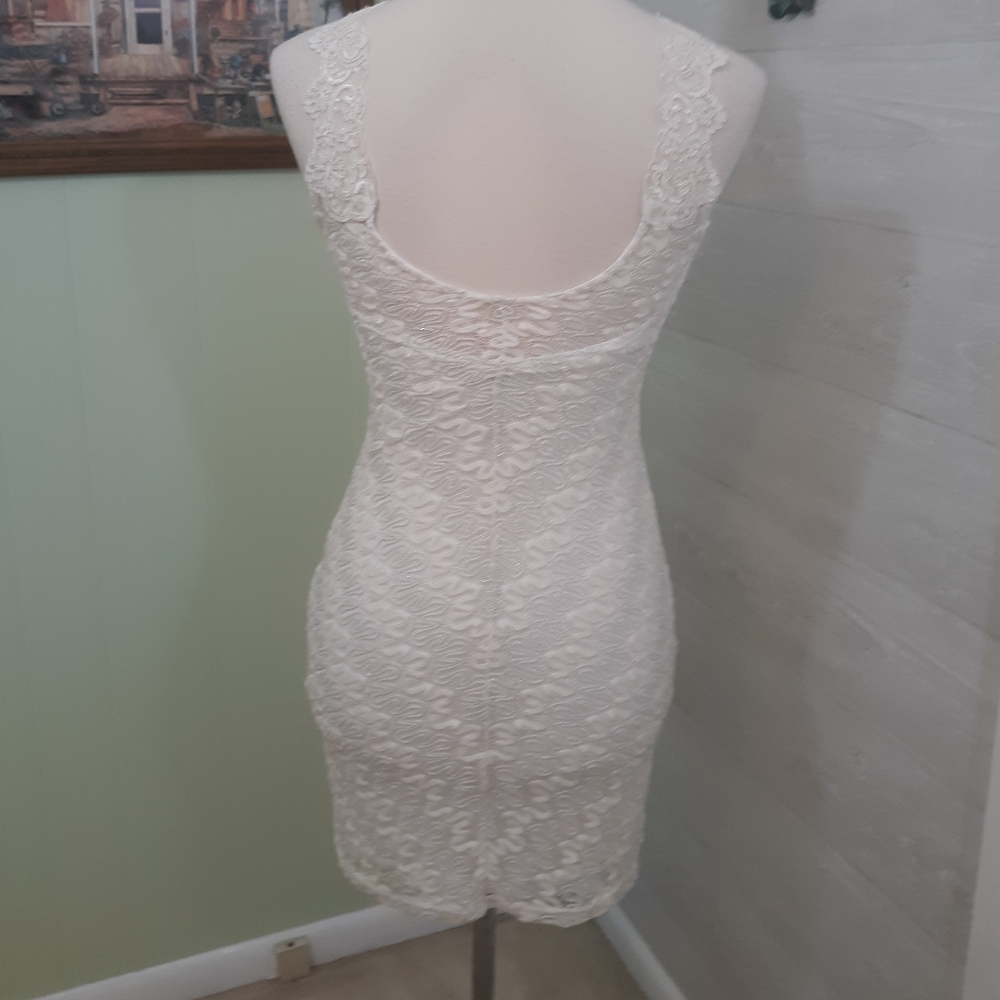 Free people bodycon metallic lace dress sz XS *Q - Picture 6 of 8